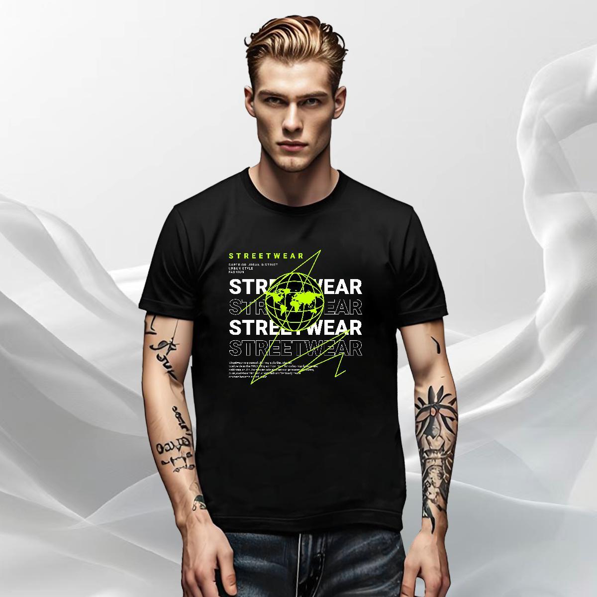 Loose Fit Men Clothes T-Shirt Hip Hop Street 100% Cotton 230g DIY Printed Breathable Soft earth T-Shirts for Men Fashion Design Polos