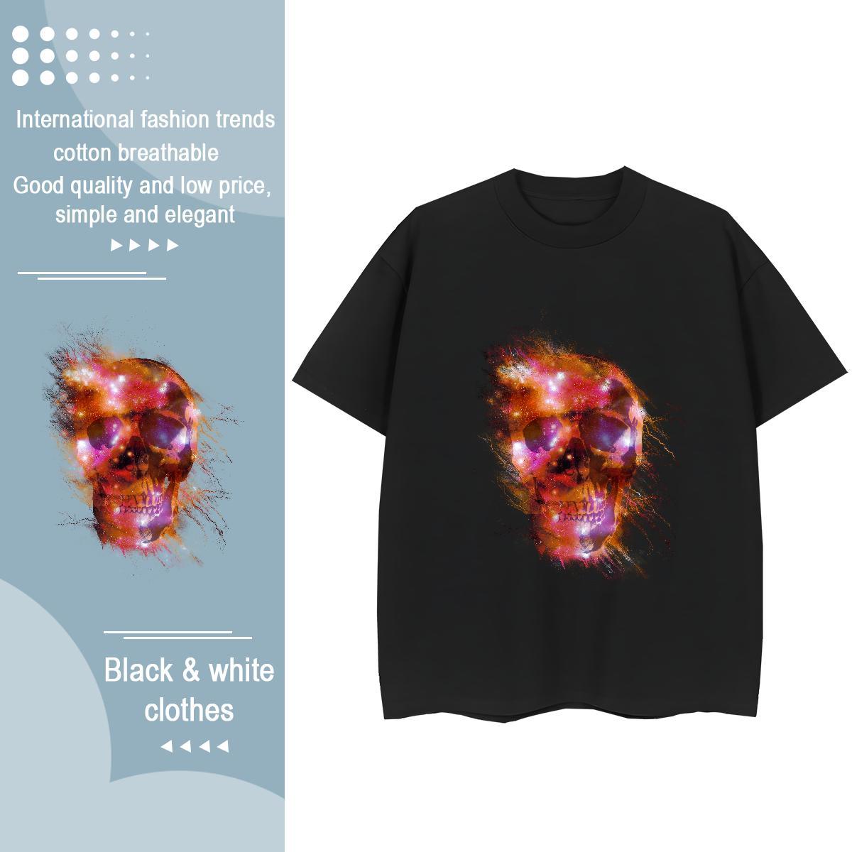 Stylist T-Shirts 230g 100% Cotton Crew Neck Breathable Casual Sport skull Lady T shirt Wholesale Customized Print Clothings