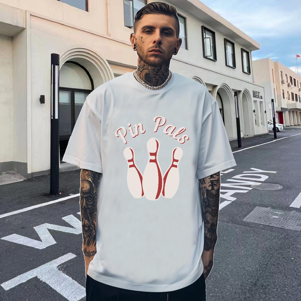 TOP Quality Mens Tshirts Beach 100% Cotton 230g Custom Cartoon Breathable Crew Neck pin pals T Shirt For Man New Clothes