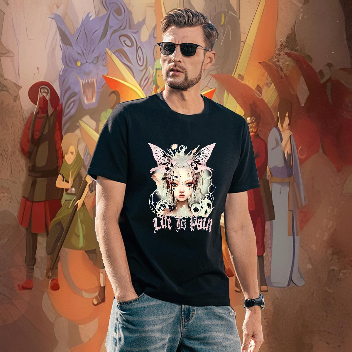 Classic Butterfly Girl T shirt Sport Men Tees 230g Cotton 2024 DIY Breathable Short Sleeve White Plus Size Tops