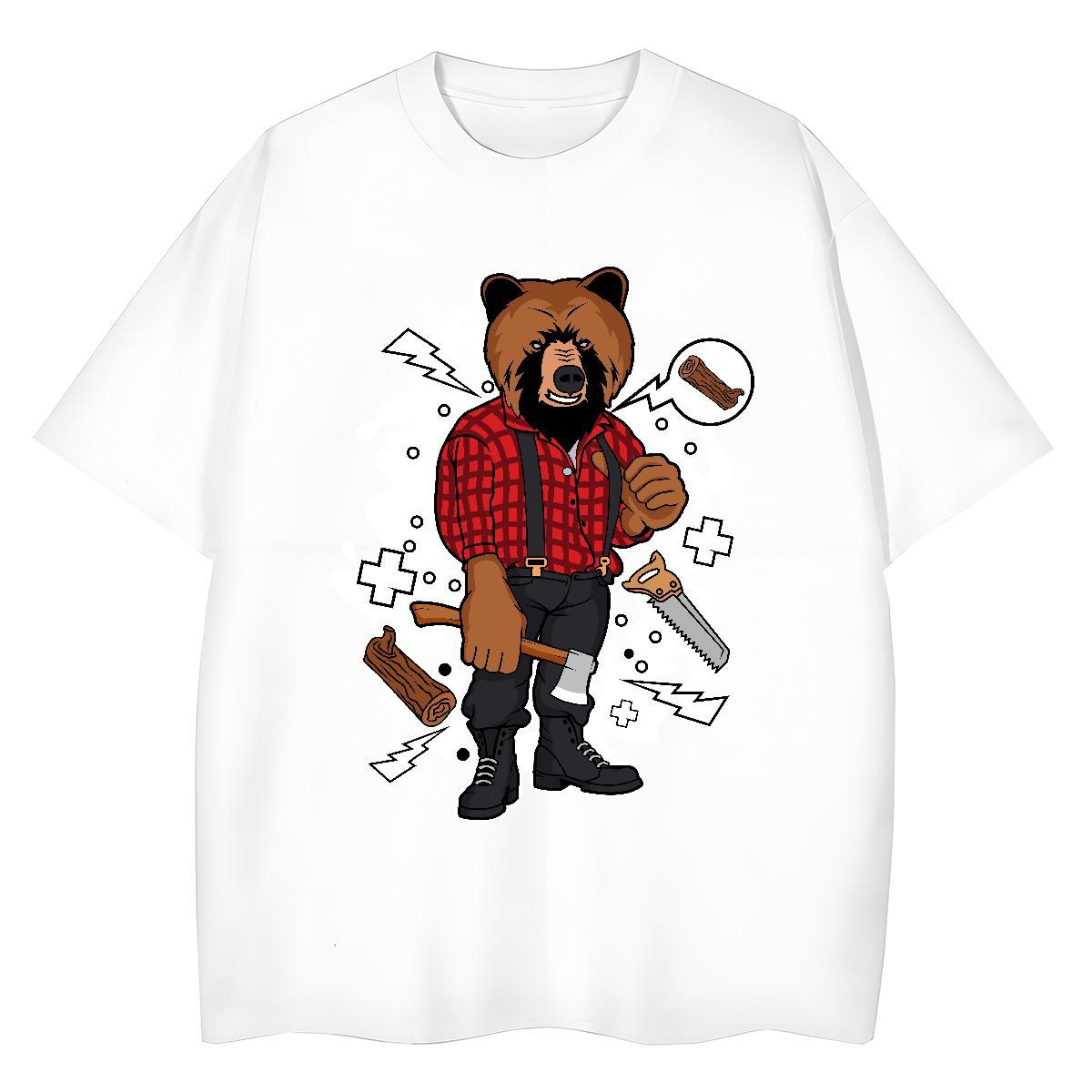 2024 DIY T-Shirts Round Neck Short Sleeve 230g Pure Cotton Womens Tshirts DIY Logo bear Outdoor Lady Clothings