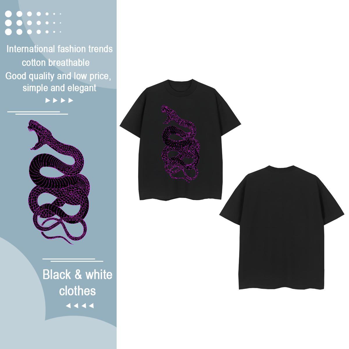 2024 T Shirt For Woman Short sleeve Soft 230g Pure Cotton Women Tees Graphic snake Hip Hop Street Loose fit Tops Tees