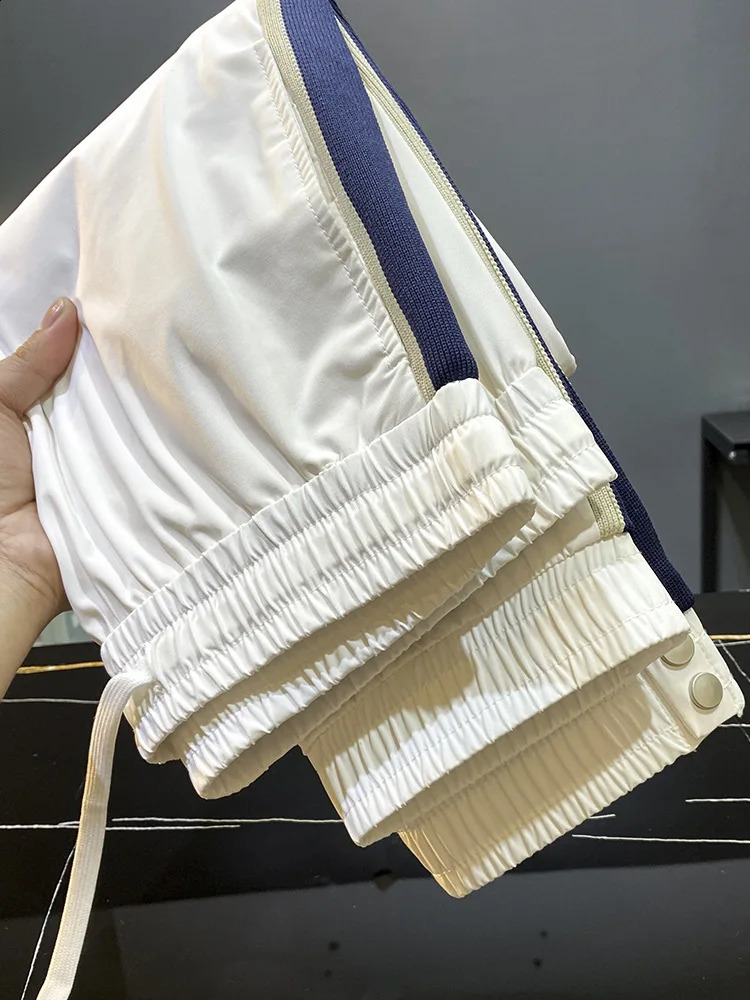 White silk thin casual pants mens summer slim fit fast drying sports transparent loose tapered cut 240821