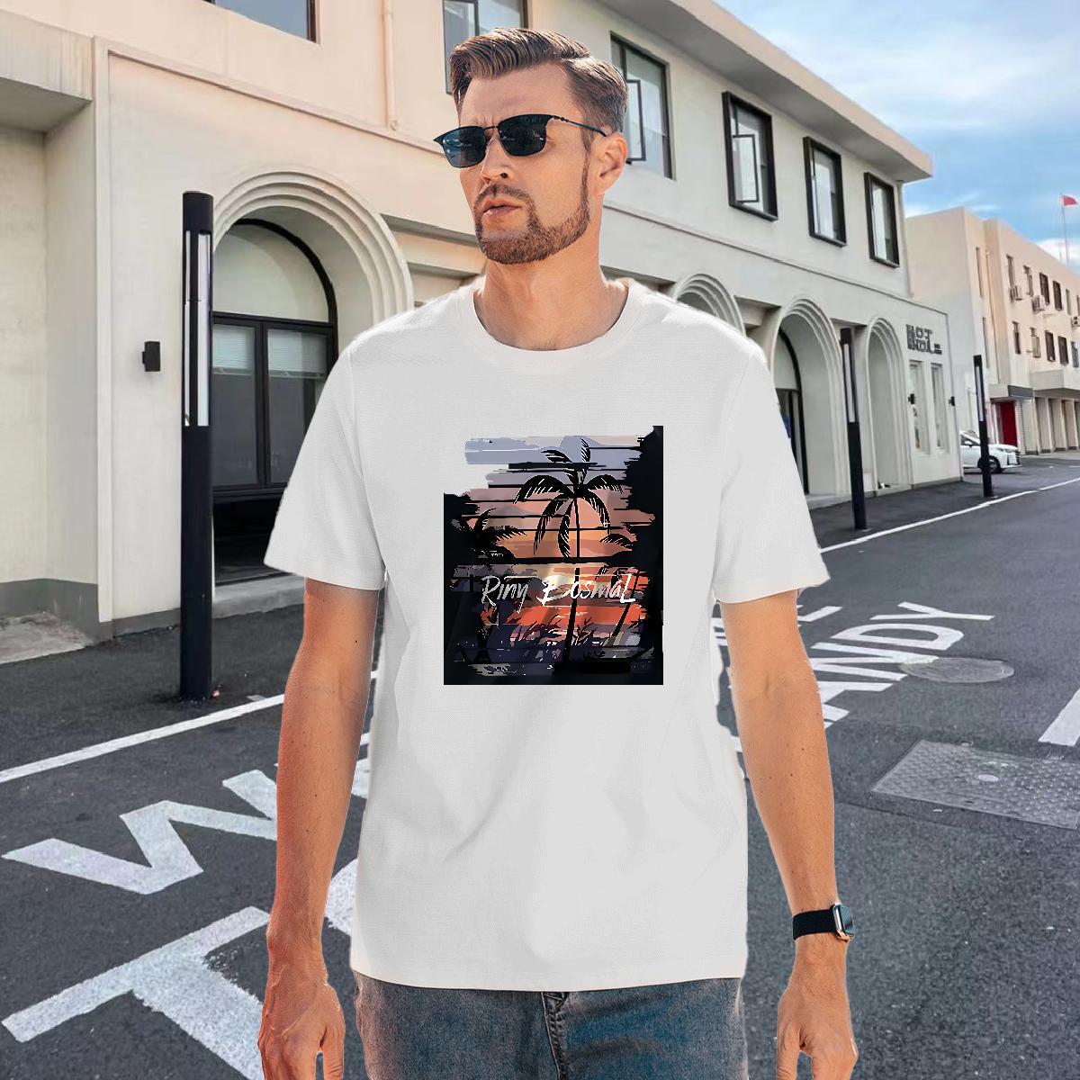 Unisex Tshirts Daily Wear 230g Cotton Custom Big Size O Neck Short Sleeves scenery T-Shirts for Men Fashion Casual Top Tees