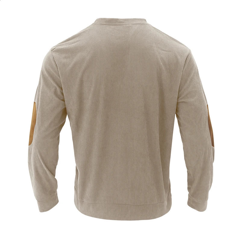 Autumn and Winter Mens Round Neck Casual Standing Neck Corduroy Long sleeved Sweater in Stock 240821
