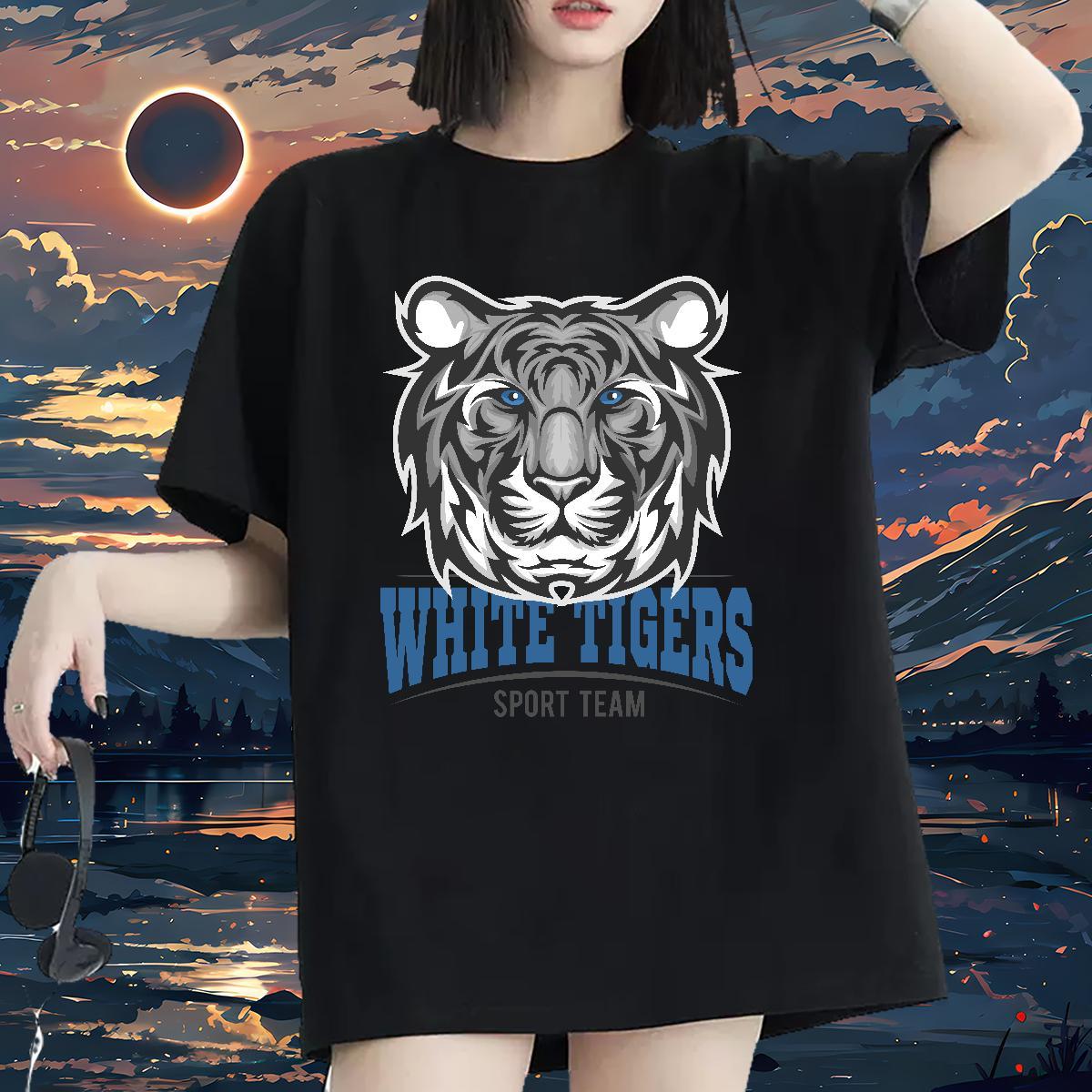 DIY T Shirts Women Short sleeve Soft 100% Cotton 230g Womens Tshirts Anime tiger Beach Designer Nice Tees Shirts