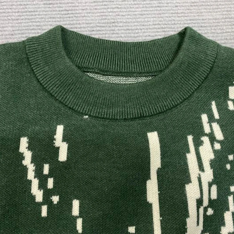 Green hiphop street gothic wool retro latte knit mens sweater Y2K Harajuku punk style EMO 240821