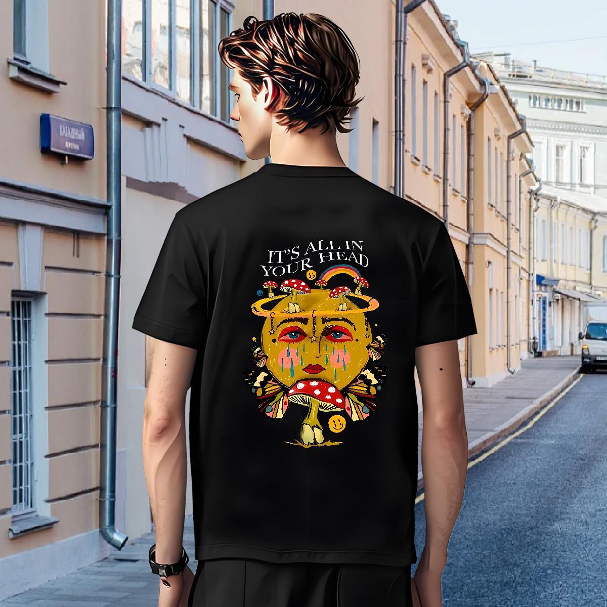Designer Fashion Men Tshirts 230g 100% Cotton Casual mushroom Crew Neck T-Shirts High Quality Oversized 3XL 4XL Wear