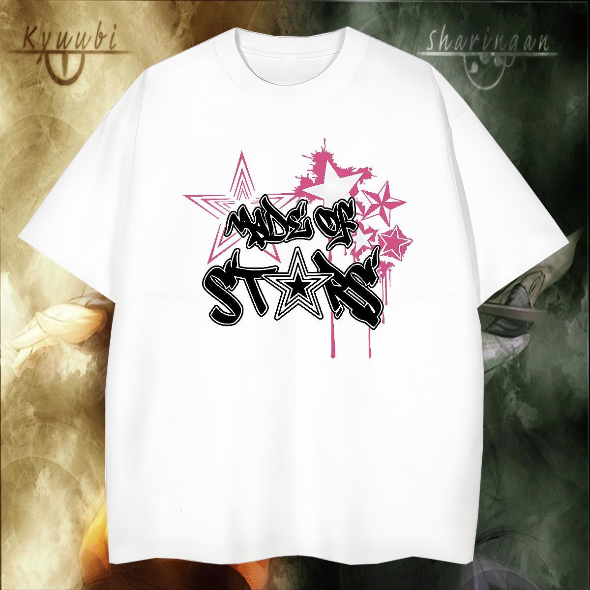 Soft Couples T Shirts Anime Printing Street 230g Pure Cotton Graphic Crew Neck letter Men T Shirts Brand Tops Tees