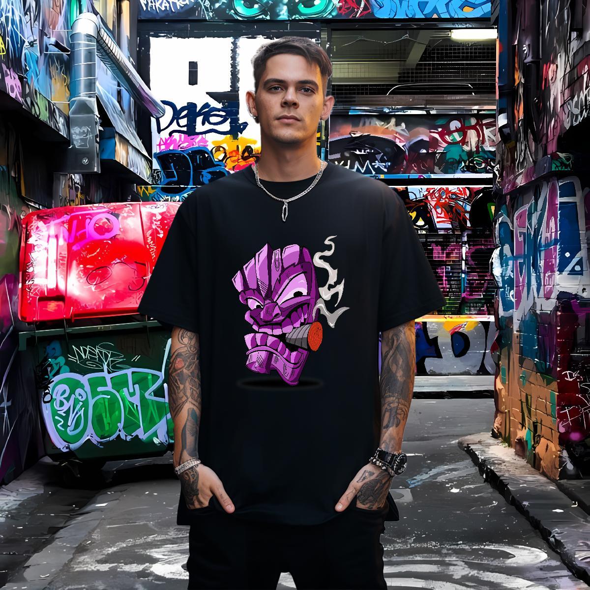 High Quality Man T Shirts 100% Cotton 230g skull Casual Cartoon Printing L-4XL O-Neck Short Sleeve Men Tops Tees DIY Customized Tee Shirt