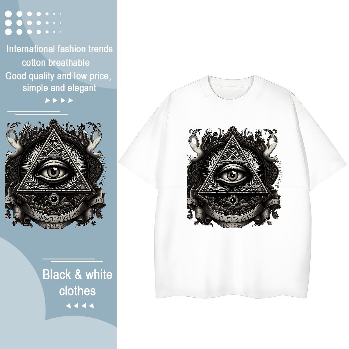 Custom T-Shirts for Women 100% Cotton 230g Breathable Crew Neck Sports Street Wear eye of the devil Woman Tshirt Soft Cartoon Print Tees Shirts