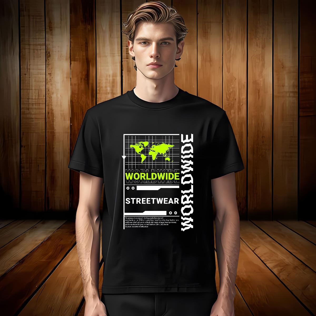 Unisex worldwide T Shirts Men Daily Wear Couples T Shirts 230g 100% Cotton Fashion Design Short Sleeve O-Neck DIY Logo Oversized Tops Tees