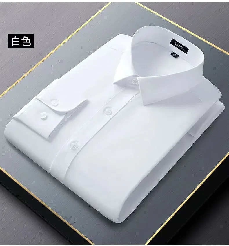Mens shirt long sleeved trendy and handsome business professional white-collar non ironing wrinkle resistant blue top 240822