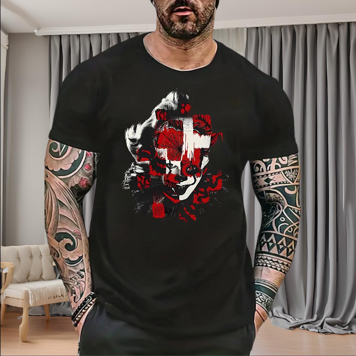 Fashion Casual Men Tees 100% Cotton 230g High Street Hip Hop scary Short Sleeve Soft Man T Shirts Designer Cartoon Print Tshirts