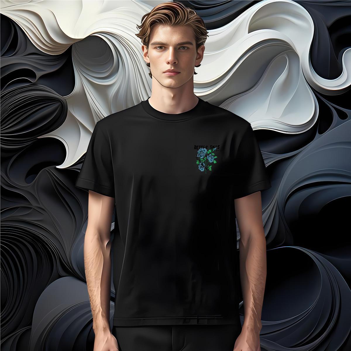 Unisex flower T Shirt For Man Hip Hop Street Men Tees 230g 100% Cotton Casual New O Neck Short Sleeves Skull Top Tees