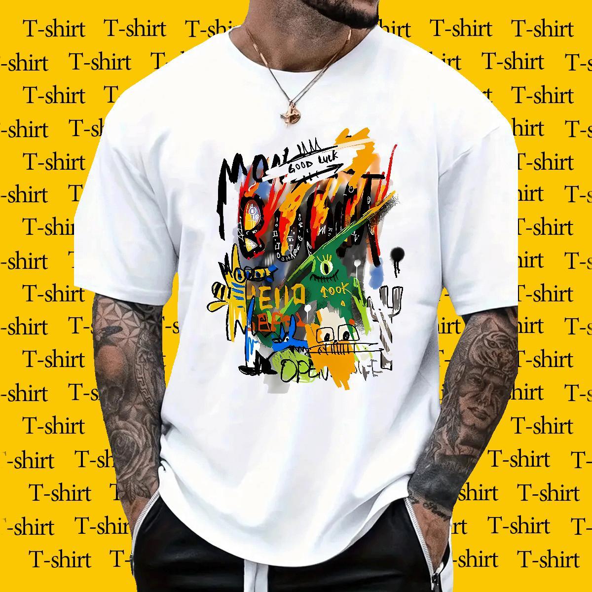 Free Shipping Tshirt for Man Woman 230g Cotton Beach graffiti Crew Neck Man T Shirts TOP Quality Graphic Tees Shirts