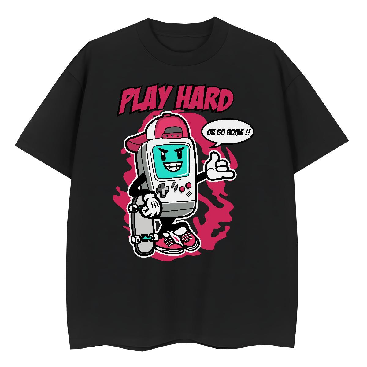 Wholesale Womens Tshirts 230g Pure Cotton game machine Casual Sport T-Shirts for Women Breathable Crew Neck Cartoon Print Clothings