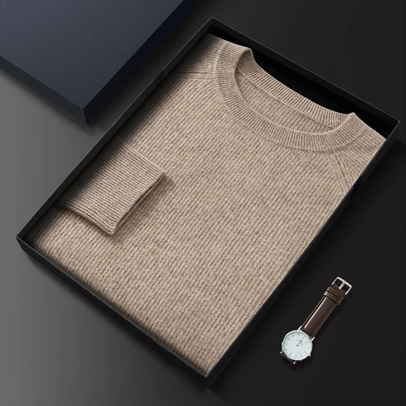 100 cashmere mens winter thick round neck knitted sweater lightweight and ious pullover very suitable for business leisure 240821