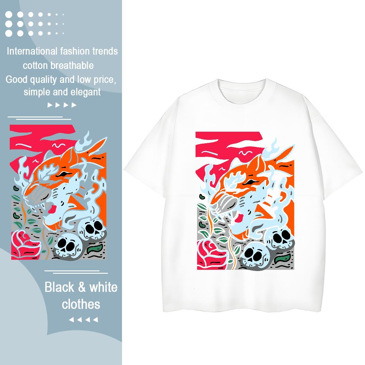 Brand Women T Shirts 230g 100% Cotton Comfortable Sports Street Wear skull Tshirt for Man Woman Wholesale Skull Tshirts