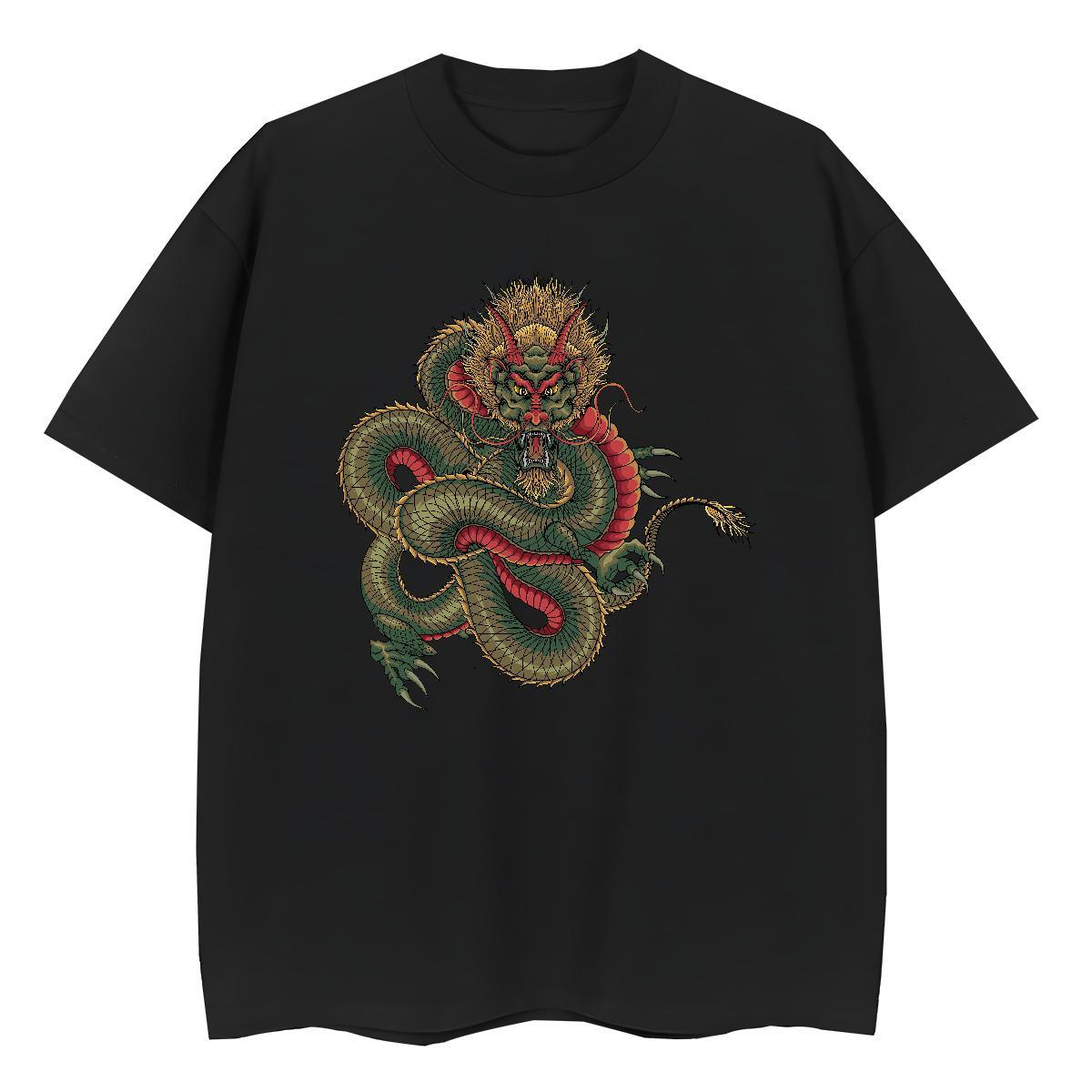 2024 DIY Womens T Shirts 230g Pure Cotton Crew Neck Beach dragon Women Tees Comfortable Anime Wear