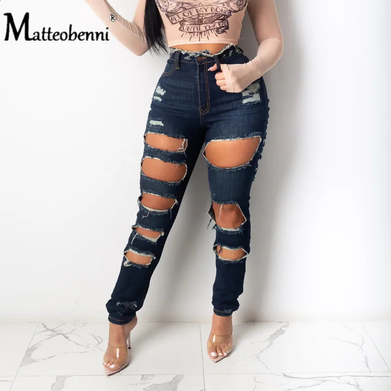 Autumn Fashion High Waist Jeans Female Ripped Jeans For Women Casual Denim Skinny Jeans Woman Pencil Pants 240821