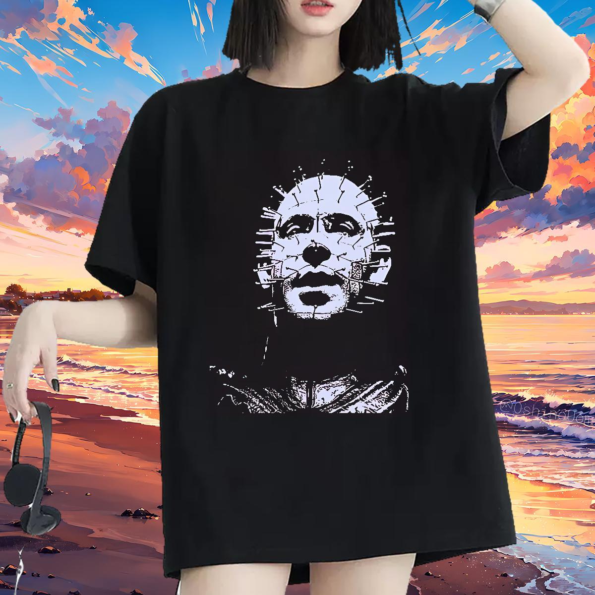 Nice Couples T Shirts 230g Cotton skull Outdoor T Shirt For Woman Breathable Crew Neck DIY Anime Tops