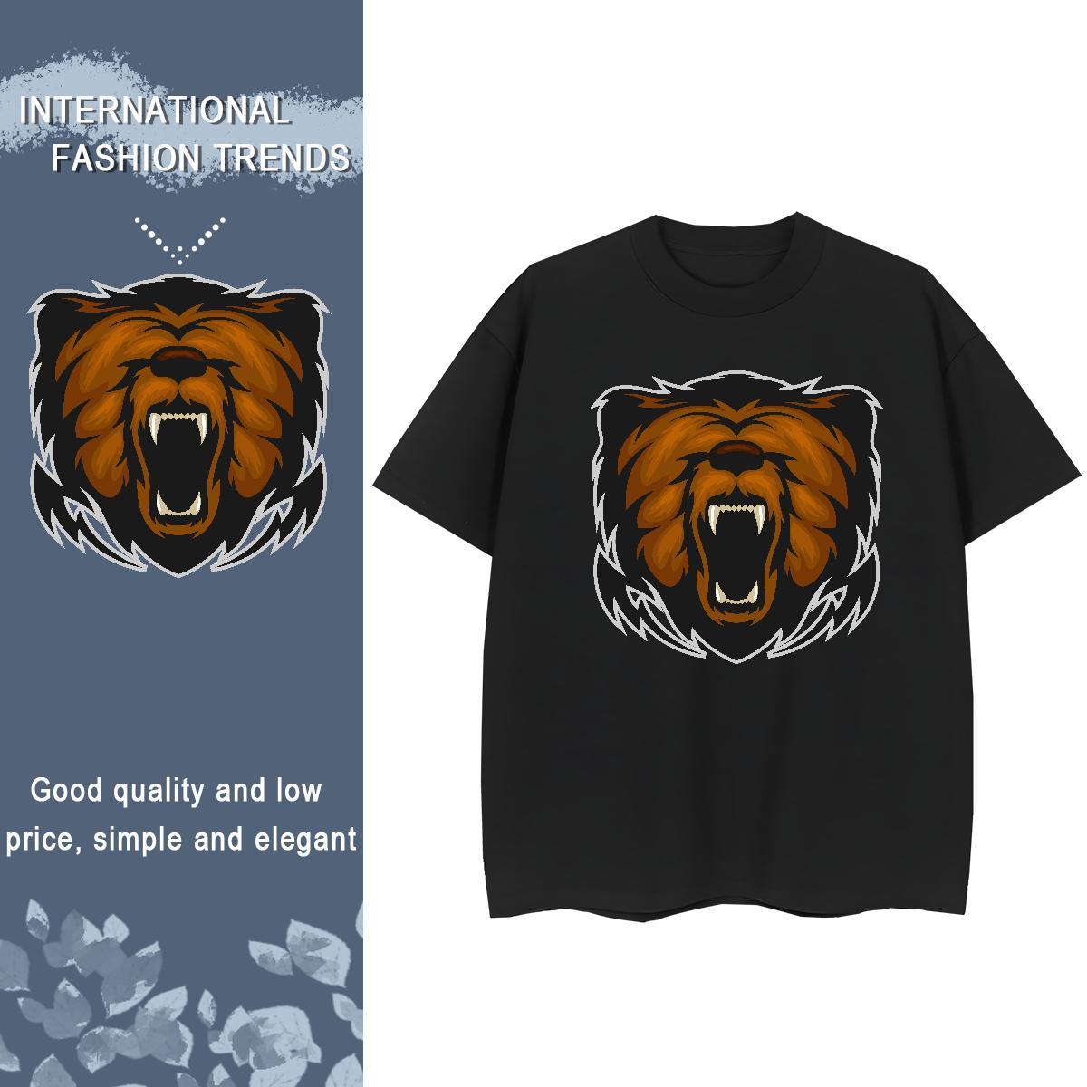 TOP Quality T-Shirts for Women Short Sleeve O-Neck 230g Pure Cotton Tshirt for Man Woman Custom Printing lion Casual Wholesale Tshirts