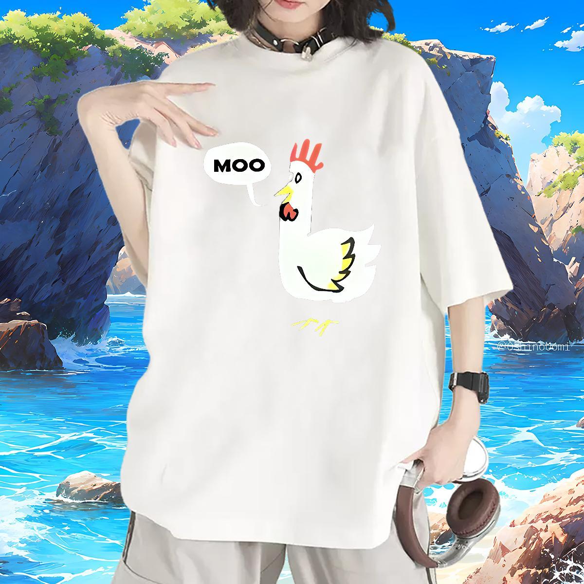 Custom T Shirt For Woman O-Neck Short Sleeve 230g Pure Cotton Couples T Shirts Cartoon Print chicken Daily Wear Designer Nice Tops Tees