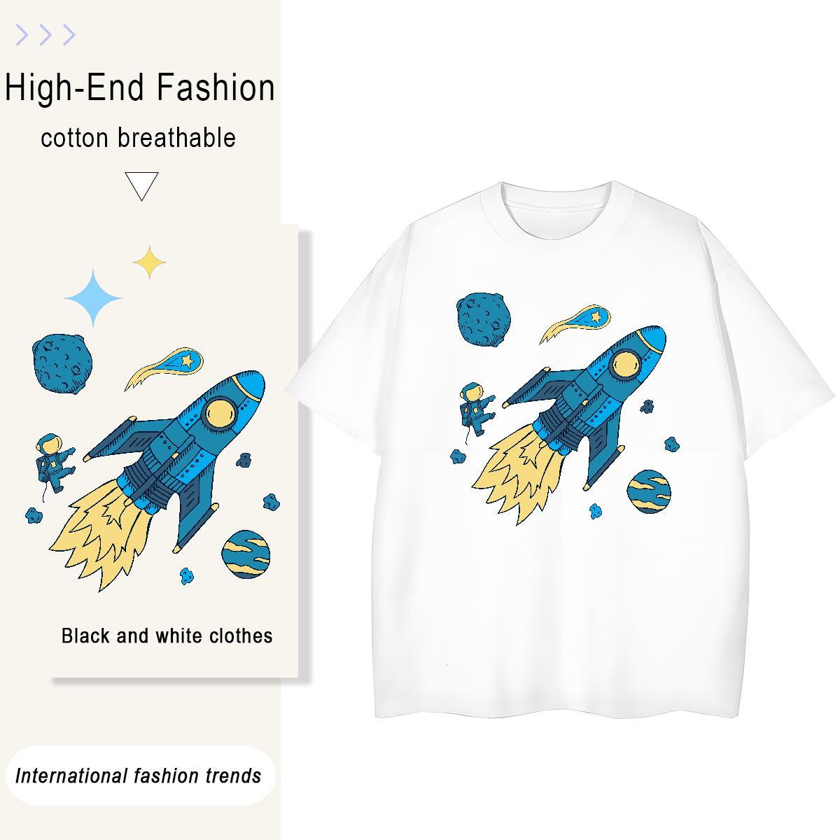 5A Couples T Shirts 100% Cotton 230g universe Casual Daily Wear T Shirts Women Breathable Short Sleeve DIY Logo Tops Tees