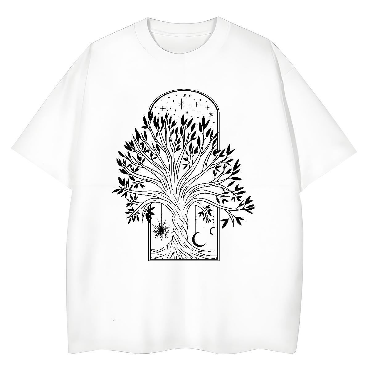 Fashion Casual T Shirts Women O-Neck Short Sleeve 100% Cotton 230g Tshirt for Man Woman Graphic tree Outdoor Popular Polos