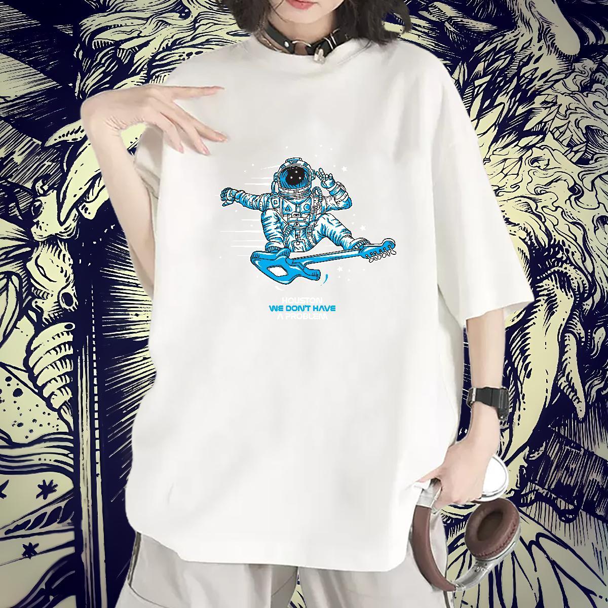 Designer Women Tees 230g Pure Cotton cosmonaut Daily Outfit T shirt Breathable Crew Neck DIY Logo Tees Shirts