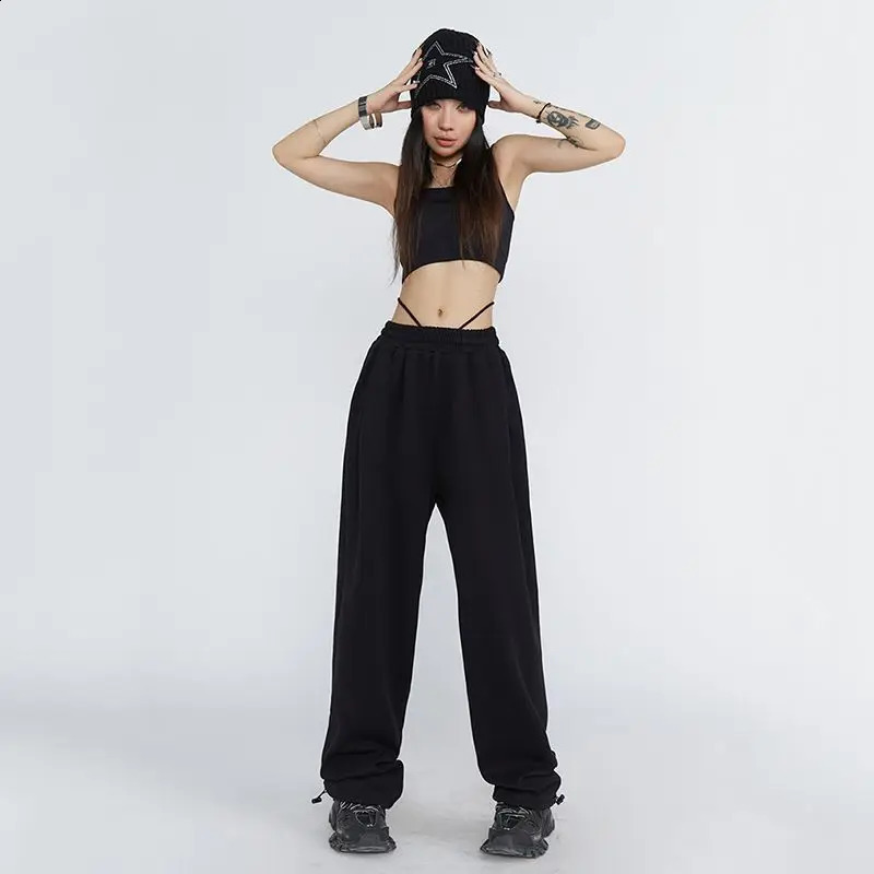 QWEEK Women Y2k Baggy Sweatpants Vintage Harajuku High Waist Female Jogger Pants Elastic Casual Streetwear Oversize Wide Trouser 240821