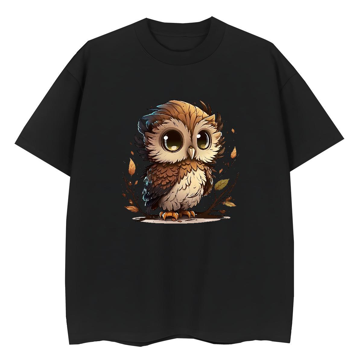 TOP Quality Women T Shirts Breathable Crew Neck 230g Pure Cotton Tshirt for Man Woman Floral Print Owl Spring Summer Soft Top Tees