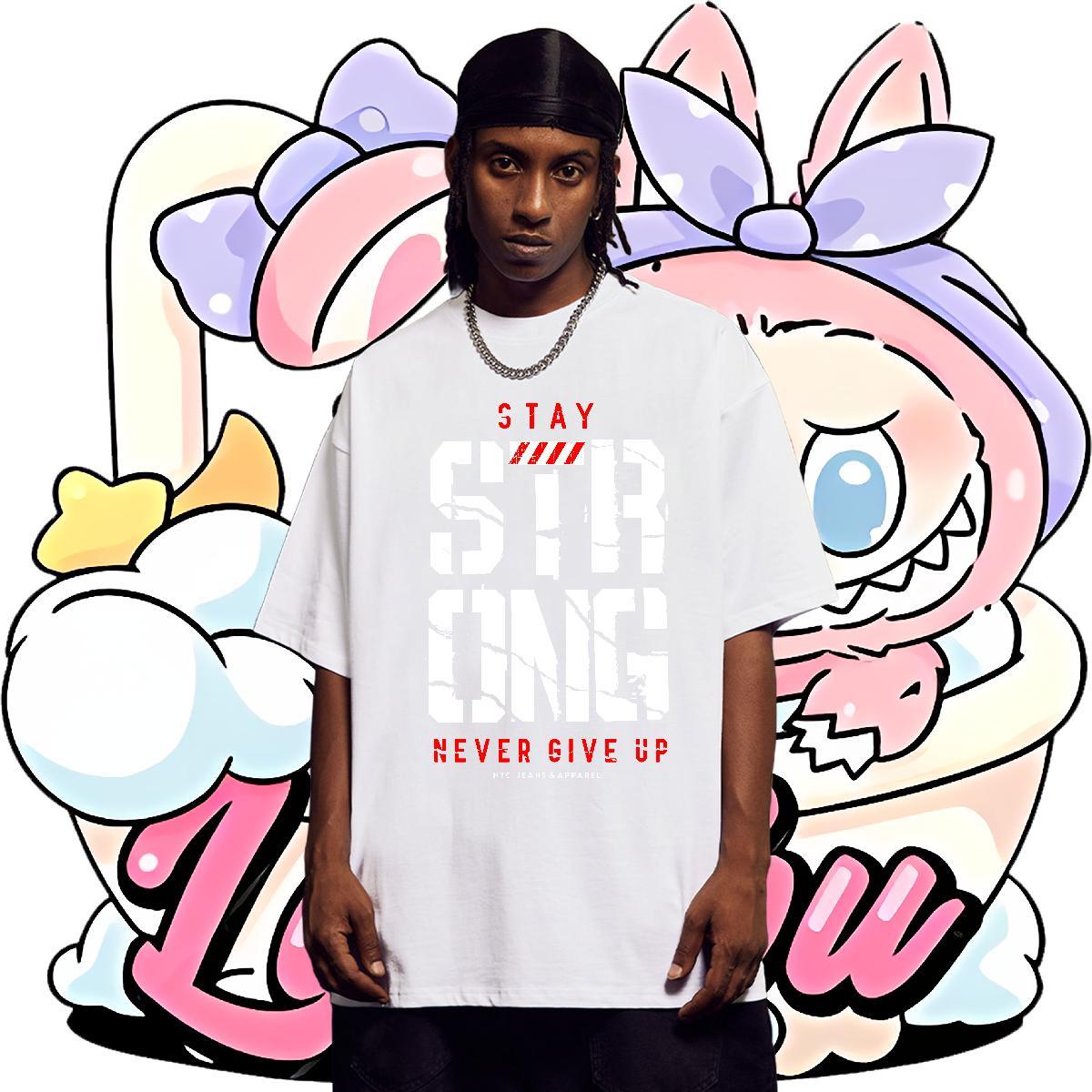 Loose Fit Men Clothes T-Shirt Beach 230g Cotton Skull Breathable Soft letter T Shirt For Man Classic Top Tees