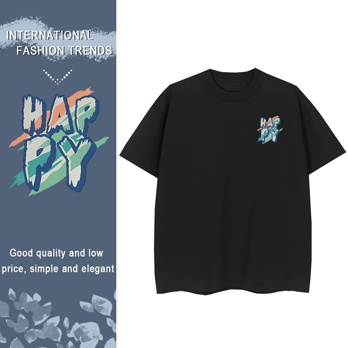 High Quality happy Men T Shirts Casual Daily Wear Couples T Shirts 230g 100% Cotton Fashion Casual Short Sleeve Soft Cartoon Print Tops Tees