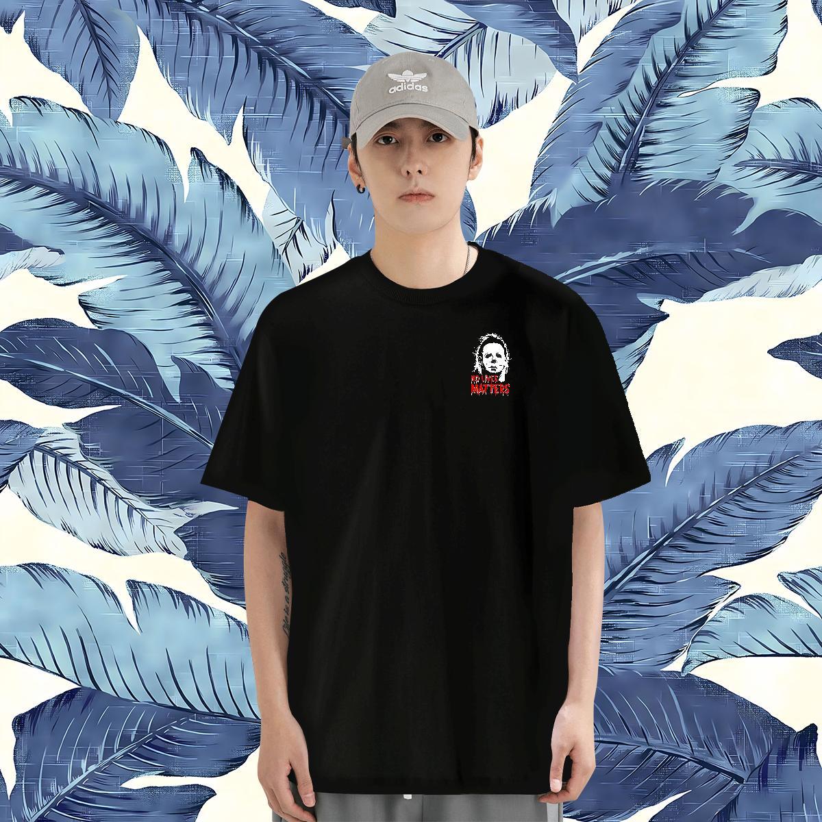 DIY Customized Home Outdoor Mens Tshirts SCARY O-Neck Short Sleeve 230g Pure Cotton Men T Shirts Classic Floral Print Tees
