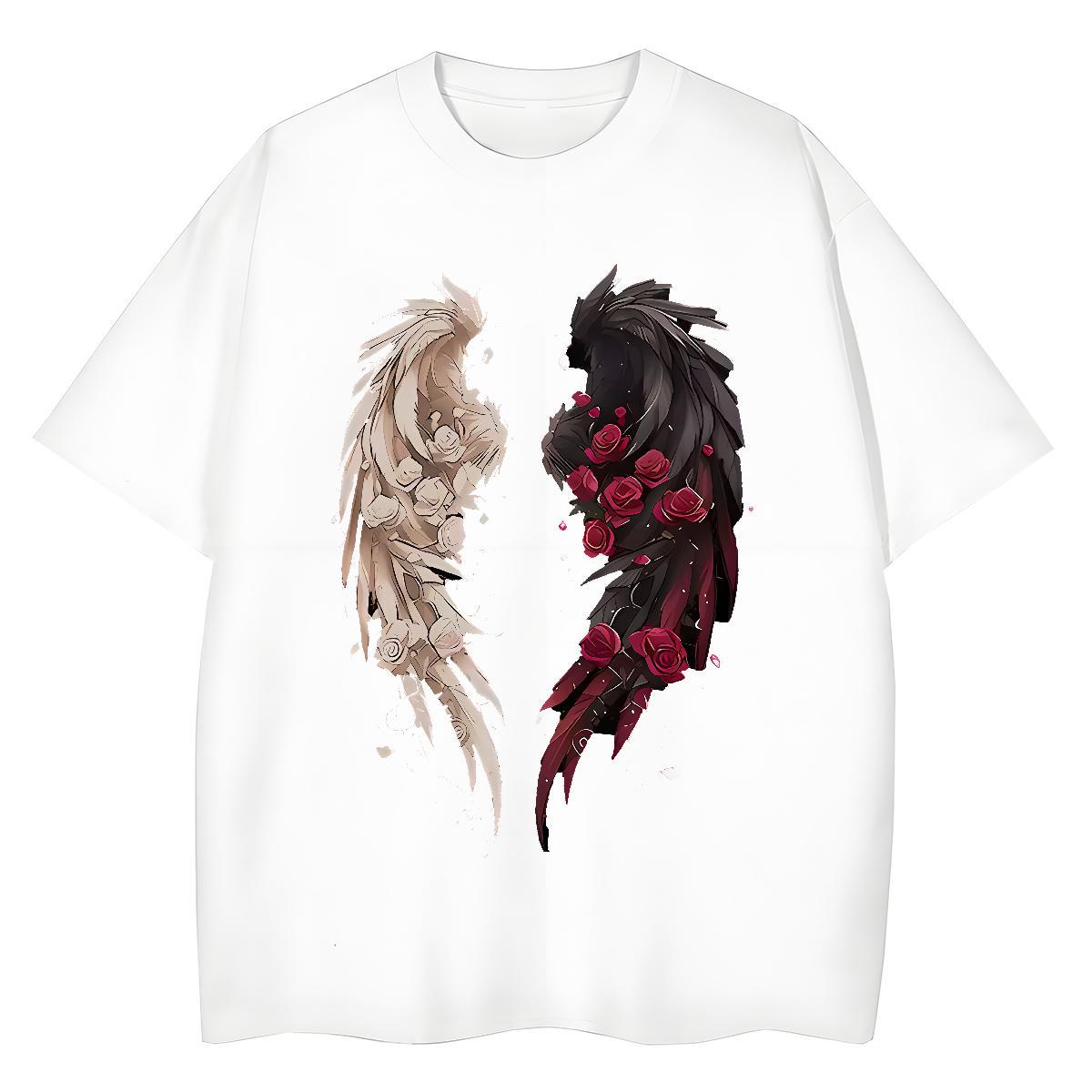 DIY wing Tshirt for Man Woman 100% Cotton 230g T-Shirts for Men Oversized High Street Hip Hop Breathable Crew Neck Popular Tee Shirt