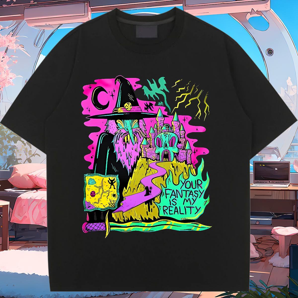 New T-Shirts 230g 100% Cotton Round Neck Short Sleeve High Street Hip Hop witch Unisex Tshirts High quality DIY Printed Tops Tees