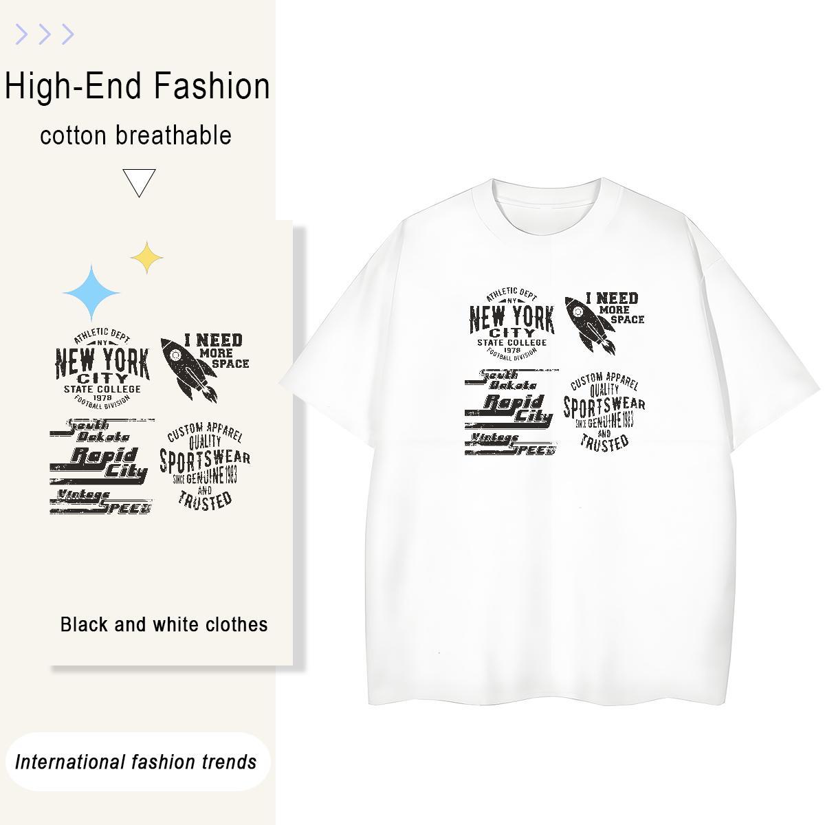 Designer Men Clothes T-Shirt High Street Hip Hop 230g 100% Cotton Black White Breathable Short Sleeve letter Man T Shirts Casual New Polos