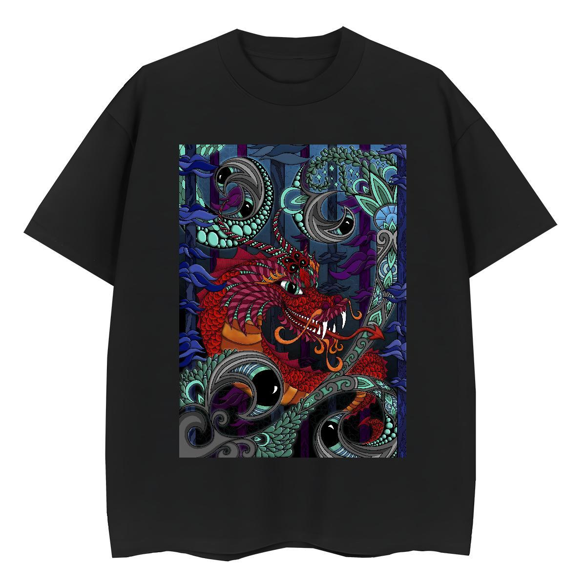 TOP Quality Woman T Shirts 230g Cotton Round Neck Short Sleeve Home Outdoor dragon Tshirt for Man Woman Designer White Plus Size Clothes