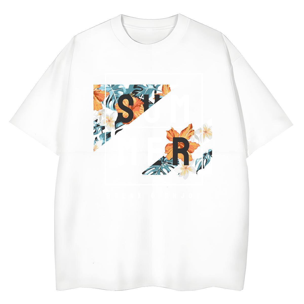 Stylist T shirt O-Neck Short Sleeve 230g Pure Cotton Woman Tshirt Plus Size Custom flower Sports Street Wear Brand Tees Shirts