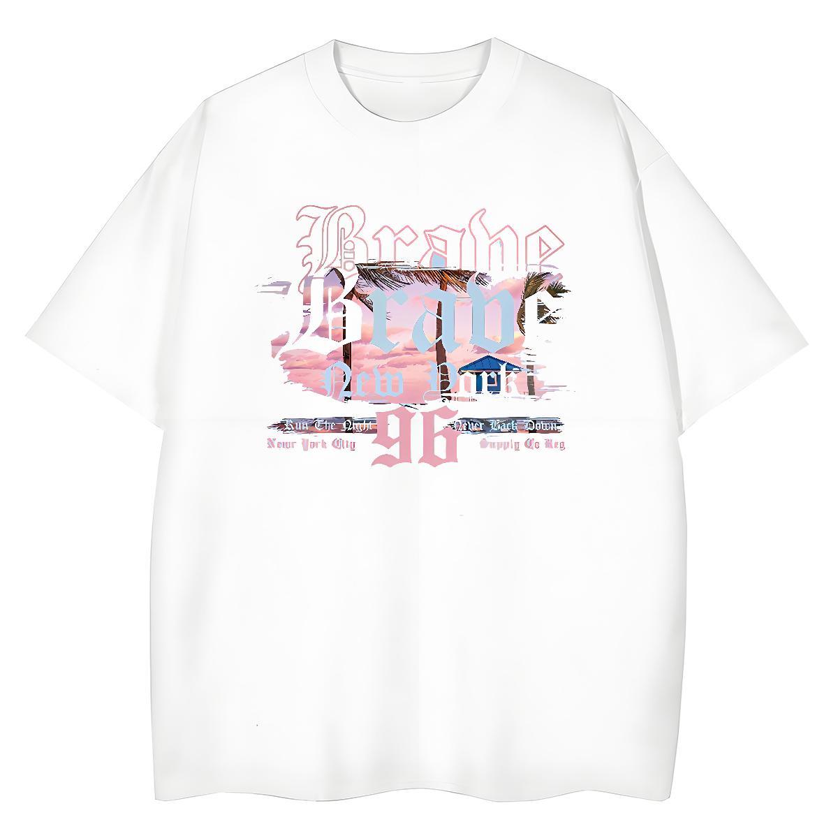 Fashion Womens T Shirts Short sleeve Soft 230g Cotton Lady T shirt DIY Anime Printed tree Casual Beach High quality Clothes Shirt