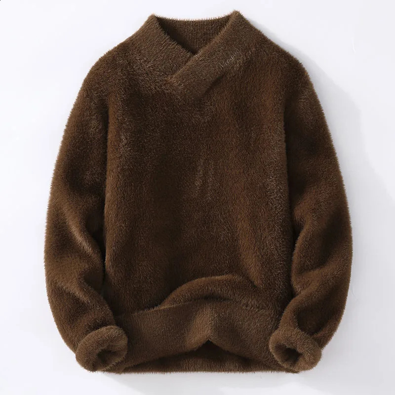 Pull Homme Winter Top Quality Cashmere V-neck Sweaters Mens Knitted Pullover Men Soft Warm Fashion Solid Color Ching 240821