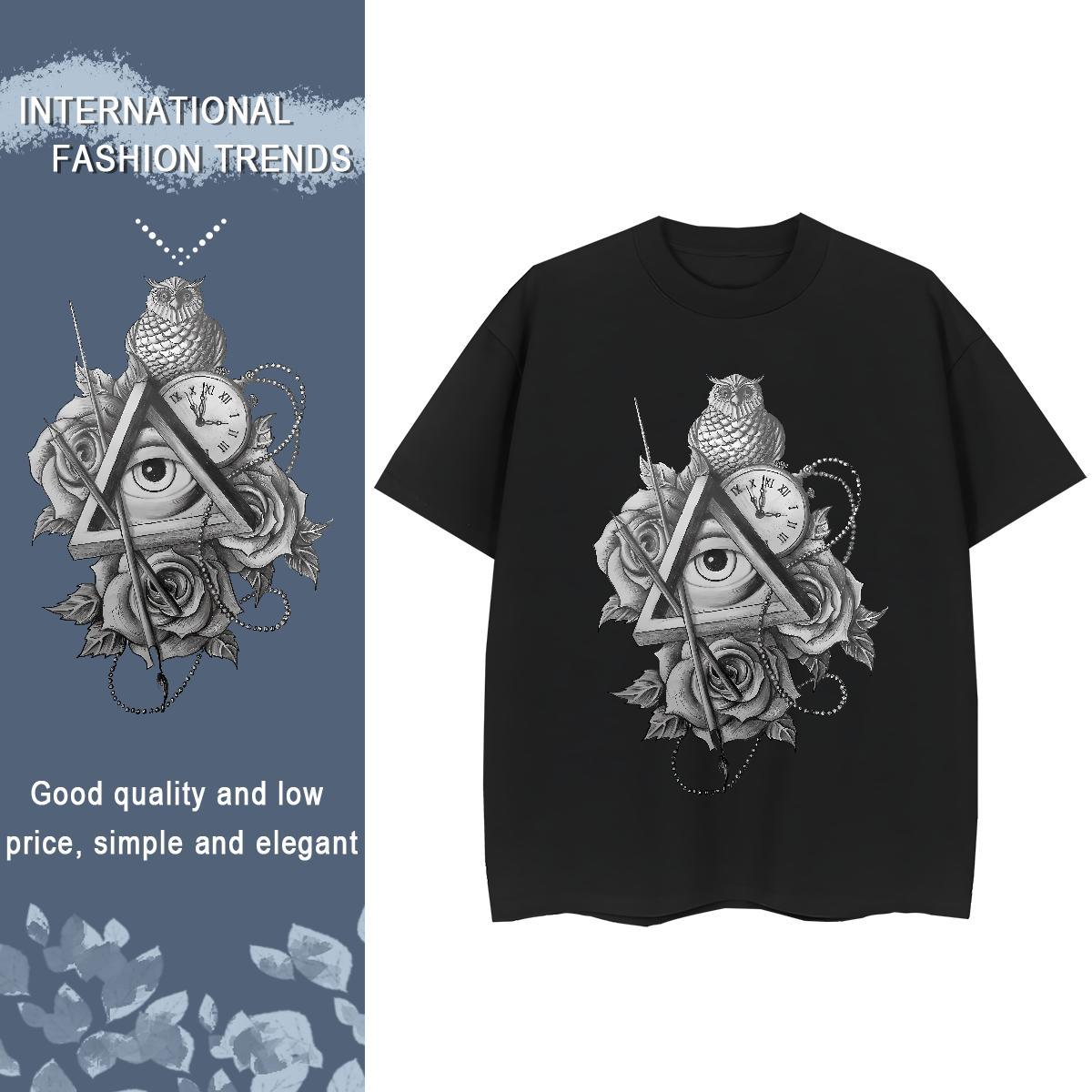 2024 Designer T Shirts Women 100% Cotton 230g Breathable Crew Neck Outdoor eye of the devil Women Tees Comfortable Oversized L-4XL Tops Shirt