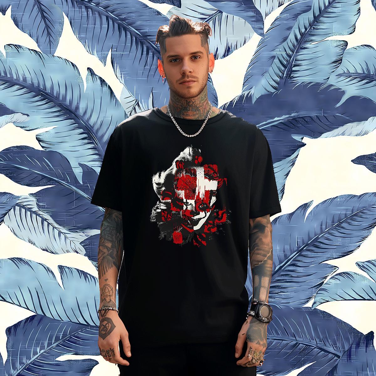 Free Shipping Casual Tshirts scary Breathable Short Sleeve 100% Cotton 230g T shirt Cool Design Customized Top Tees