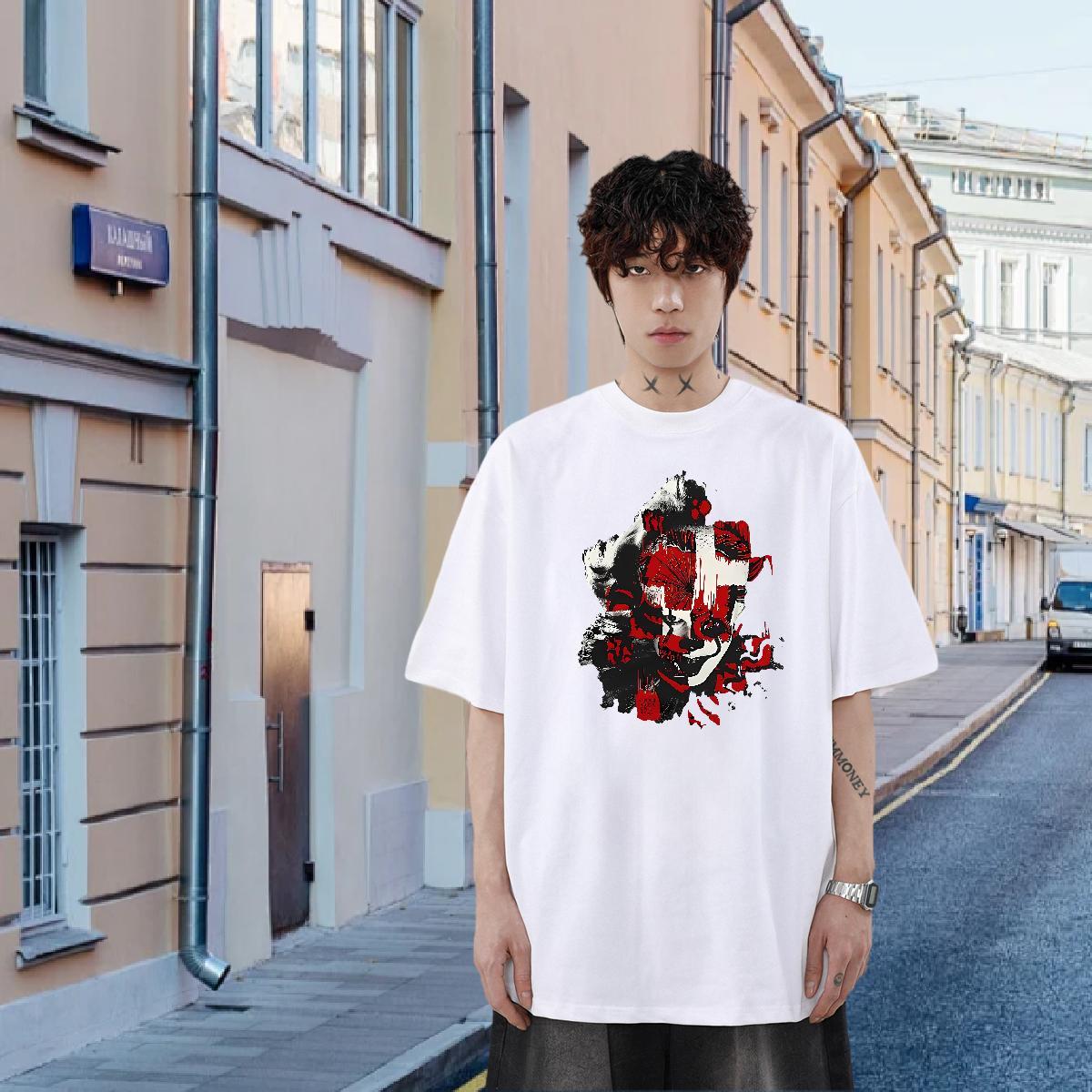 Fashion Designer Men Tshirts 100% Cotton 230g Beach scary Short Sleeve Soft Mens T Shirts Wholesale DIY Top Tees