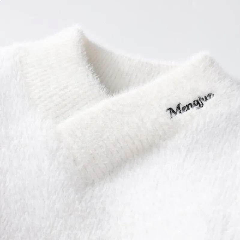 mens autumn and winter high-quality warm sweater/mens ultra-thin FitV collar embroidery white letter casual latte art 240829
