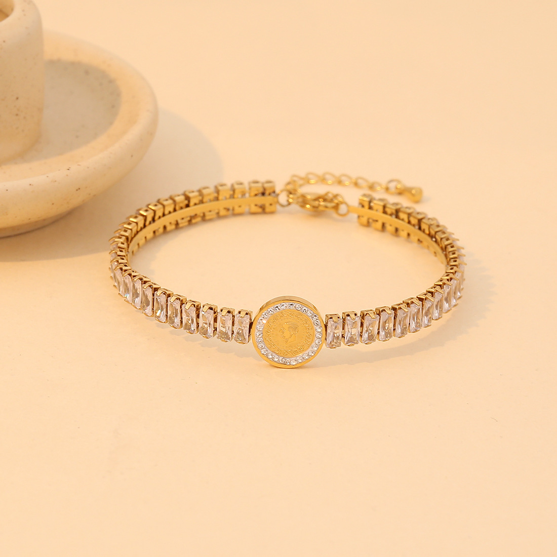 New Zirconia Stainless Steel Bracelet with Dripping Oil Eyes, Unique Design, Charm, Love Jewelry
