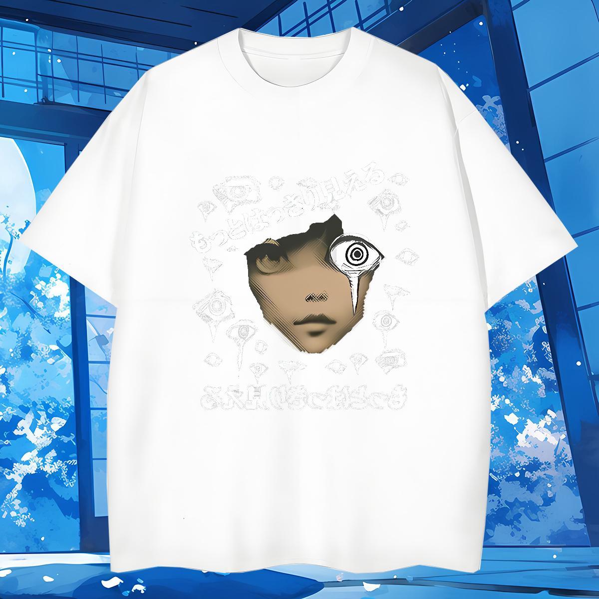 Classic eyeball T Shirt For Man Summer Casual Tshirts 100% Cotton 230g DIY Customized Breathable Crew Neck DIY Anime Tee Shirt