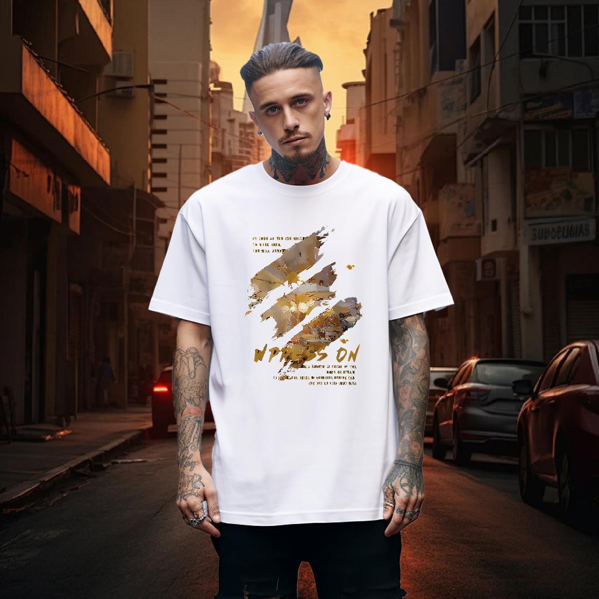 Classic Casual Mens Tshirts 230g Pure Cotton Outdoor painting Breathable Crew Neck T-Shirts for Men Cool Design White Plus Size Tees Shirts